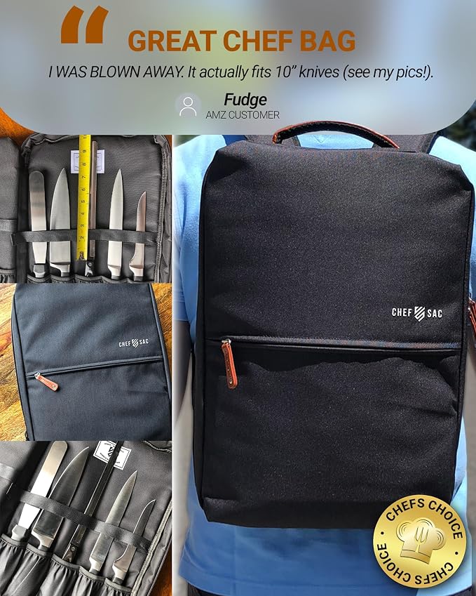 Modern Chef Knife Backpack with 2-Piece Knife Guards Set (8.5") for Chefs & Students
