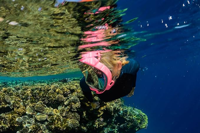 OCEAN REEF - Aria QR + Quick Release Snorkeling Mask - Full Face Snorkeling Mask - 180 Degree Underwater Vision - 8 Colours and 4 Sizes