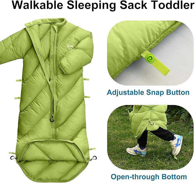 Walkable Toddler Sleeping Bags for Kids, Boys Girls (2T-4T) - Puffy Camping Sleeping Sack for Indoor, Outdoor, Travel, Sleepover, Slumber Party (up to 46 in)- Machine Washable, Lightweight