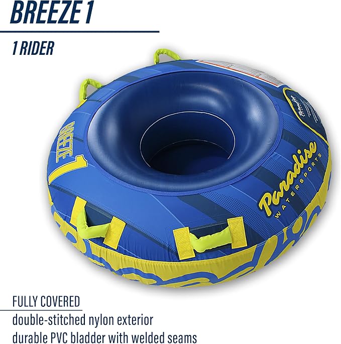 Paradise Water Sports - Breeze Water Towable Tube for Boating - 1 Rider