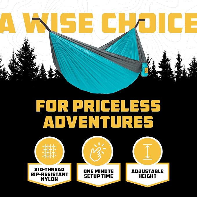 Wise Owl Outfitters Camping Hammock – up to 500lbs Portable Hammock with Tree Straps - Travel, Backpacking, Hiking, Outdoors Camping Gear - Single or Double