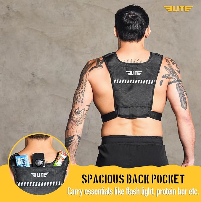 Elite Sports Running Vest w/Phone Holder, Gun Holster for Men/Women, Reflective Lightweight Chest Pack w/Touch Friendly Phone Sleeve, Camera Pocket - Chest Rig for Hiking, Trail, Marathon, Camping