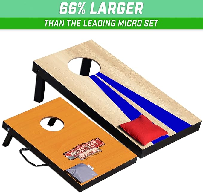 GoSports 2 ft x 1 ft Portable Size Cornhole Set - Ready To Play with 6 Bean Bags and 2 Conrhole Boards - Great for Indoor, Outdoor, Family Events, Game Nights, and Backyard Play