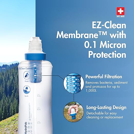Katadyn BeFree Collapsible Water Filter Bottle 0.6L for Hiking, Trail Running & Backpacking | Ultralight 59g Squeeze Filter Removes Bacteria, Protozoa & Sediment, BPA-Free, EZ-Clean Membrane