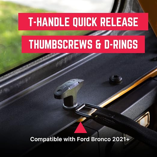 GPCA – Quick Release Hardtop Bolts, M8 25mm Thumbscrew for Ford Bronco & Jeep Accessories, Hardtop Removal, Cargo Tie Down & Cargo Hooks, D-Ring, 8 Pack (Black)