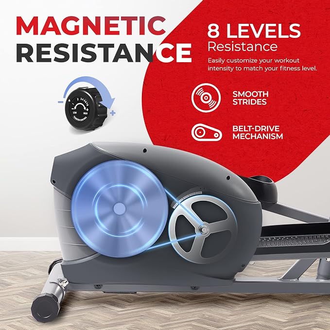 Sunny Health & Fitness Upright Elliptical Machine, Full Body Cardio Exercise Equipment with Adjustable Resistance, Arm and Leg Workout Machine, SunnyFit App via Bluetooth