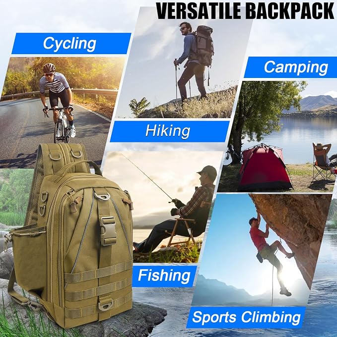 Fishing Backpack Tackle Bag for Fishing Gear Equipment, Gifts for Men | Fishing Gear Tackle Storage Backpack with Rod Holder, Lightweight Versatile Bag for Fishing Hiking Hunting