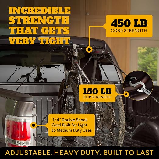 LoopRope Hunter Pack Heavy Duty Bungee Cord Set – Patented Adjustable Multi-Loop Tie Down System, Includes 3ft, 4ft & 5ft Ropes and 6 Carabiners for Camping, Trailer, ATV & More