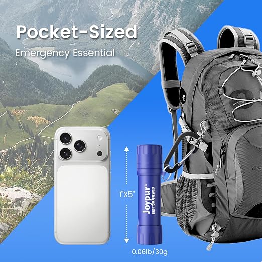 Water Filter Straw, Portable Personal Water Filtration System, Emergency Survival Water Purifier for Camping, Hiking, Backpacking, Travel, Family Outdoor Activities and Emergency Preparedness