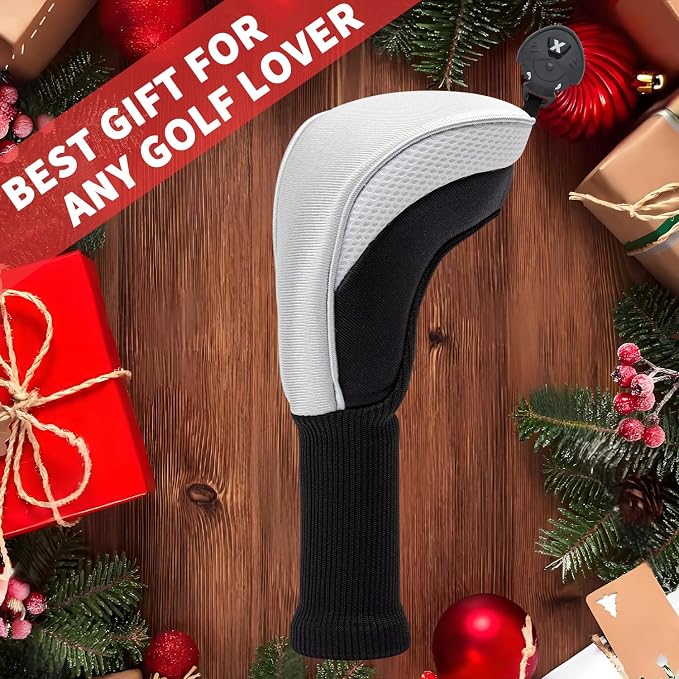 Golf Club Head Covers for Woods 3/4/5/6 Pieces Long Neck Mesh Sports Golf Club Headcovers Set with Interchangeable No. Tags 3 4 5 6 7 X Golf Accessories for Men Women