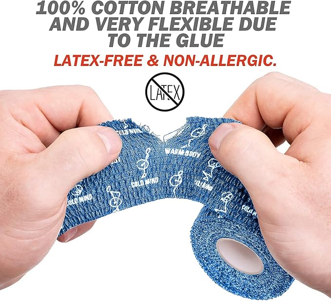 WARM BODY COLD MIND 1.85" Weightlifting Thumb Tape - Hook Grip Tape for Powerlifting, Cross Training, Gym Tape, Workout, Weight Lifting Tape, Athletic Finger Wrap (Blue 3 Rolls)