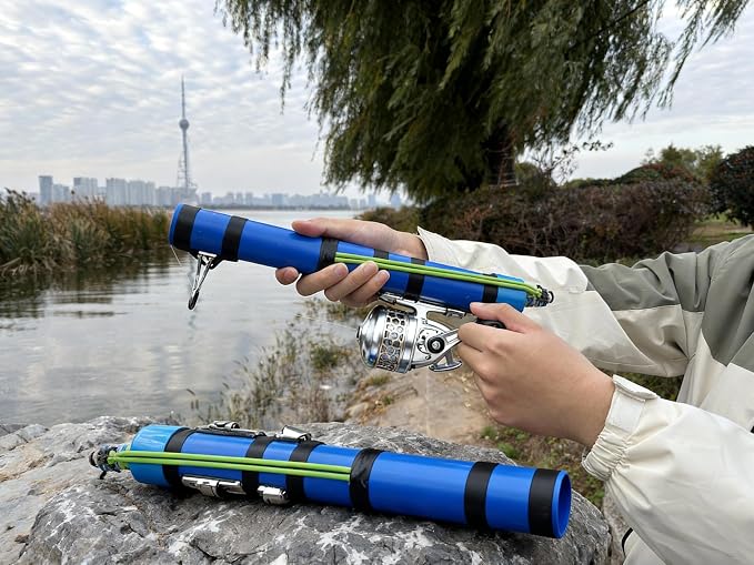 SUFFUSE Fishing Rod, Compact Catapult Fishing Pole, Portable Freshwater and Saltwater Fishing Lures Suitable for Outdoor Hunting and Traveling