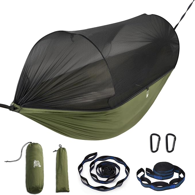 Miztli Camping Hammock Portable Tent-Like Double/Single Hammock with Spacious Net for Indoor & Outdoor
