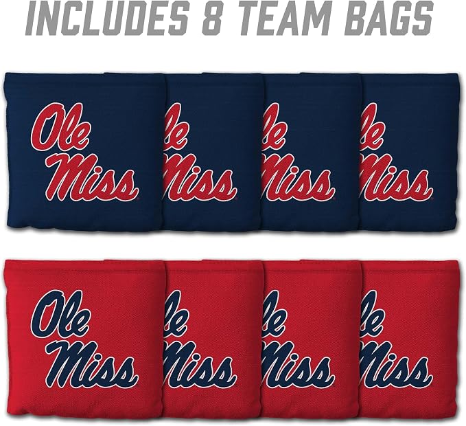YouTheFan Officially-Licensed NCAA Set of 8 Cornhole Bags - All Weather Dual Sided Slide & Stop - Regulation Size with Carry case