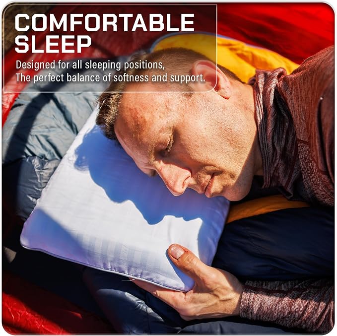 Camping Pillow 2 Pack — Camp Pillow, Memory Foam Pillows 2 Pack — for Sleeping Bag & Hiking, Reliable & Comfortable