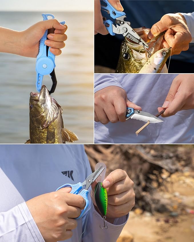 Calamus DriftWave Fishing Tool Kit | Multi-Function Tool Kit, Corrosion-Resistant Pliers, Fish Lip Gripper with Tape Measure, Digital Fish Scale, Fishing Gear