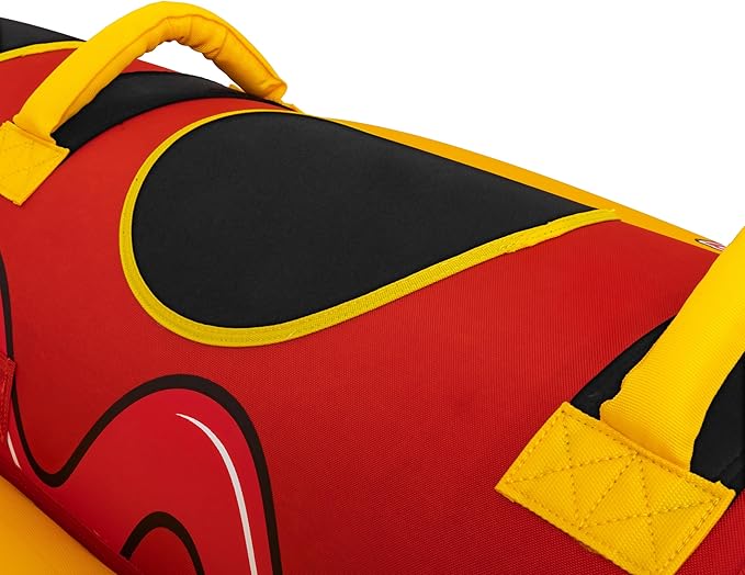 Airhead Hot Dog Towable Tube for Boating, 1-5 Rider Inflatable Boat Tube for Water Tubing, Full Nylon Cover, EVA Padding, Foam Padded Handles w/Neoprene Knuckle Guard, Speed Safety Valve