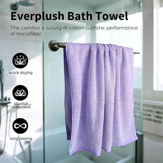 Everplush Diamond Collection Extra Large Bath Sheet Towel – 1 Pieces, Super Soft & Highly Absorbent, Quick-Drying. Perfect for Bathroom, Pool, Swimming Use (Lavender, 35" x 66" 1PK)