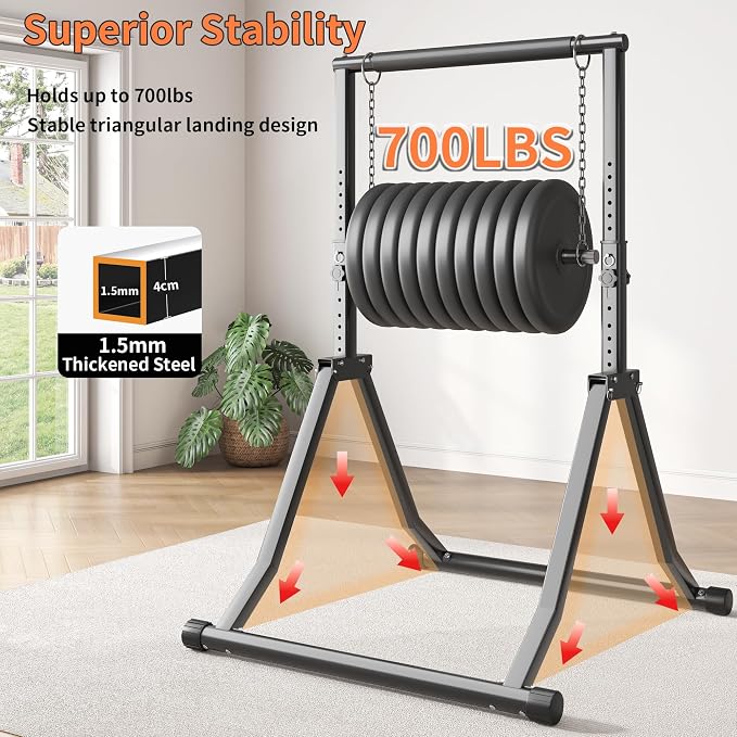 Foldable Power Tower Dip Station for Pull Ups, 58.3"-76.8" 12 Level 700 LBS, Adjustable Dip Handles & Assistance Bands Foldable Home Gym Equipment