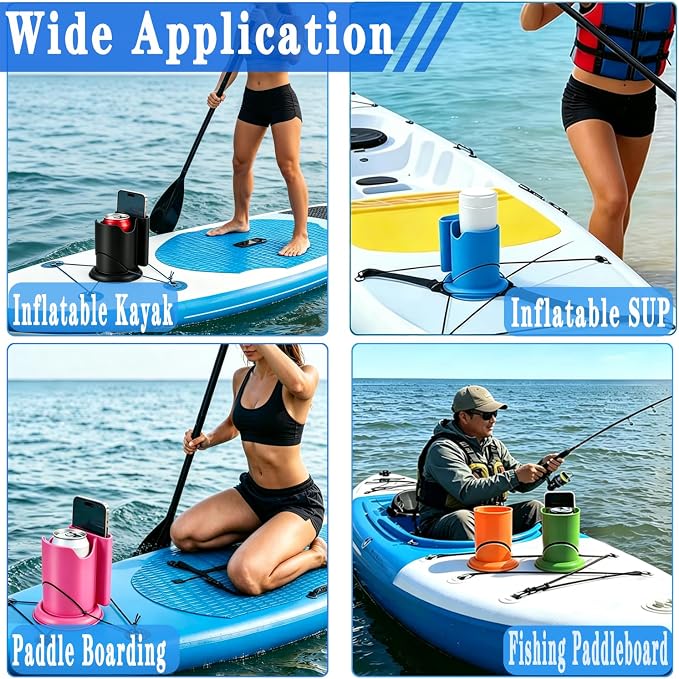 Paddle Board Cup Holder, 2-in-1 Kayak Cup Holder, Thickened Base Increased Stability, Paddle Board Accessories for SUPs, Canoes, Surfboards, Boats