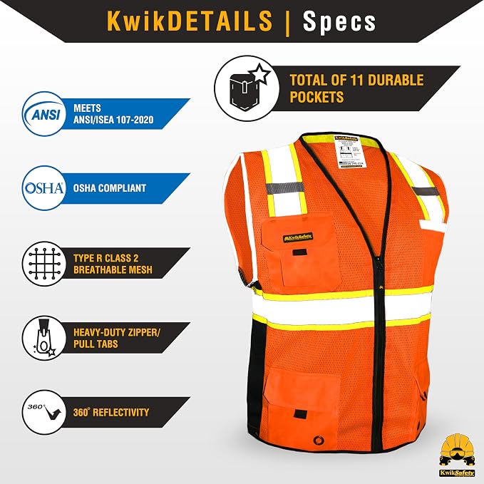 KwikSafety - BIG KAHUNA Safety Vest | Base & Limited Edition | Class 2 Reflective Vest ANSI OSHA Safety Vest for Men