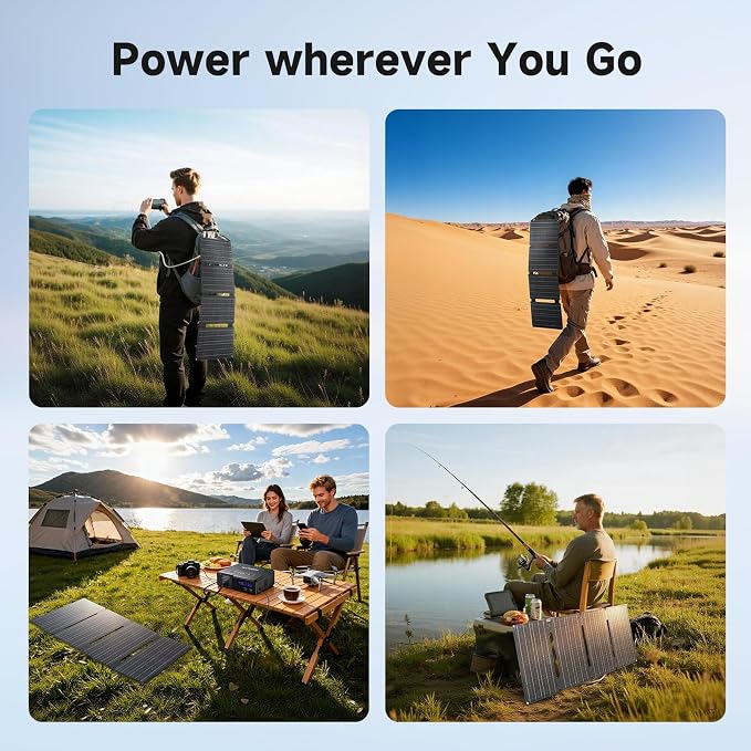 ALLPOWERS SE60 Portable Solar Panel 60W, IP68 Waterproof Solar Charger for Portable Power Station, Foldable Solar Panel kit, Solar Generator for Laptops, Phones, Camping, Hiking, Outdoor, Balcony