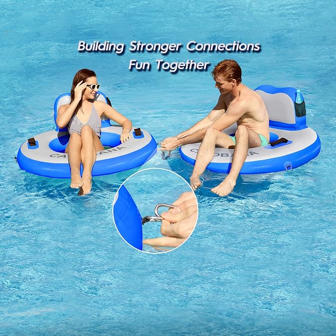 CALOBANA Round Floating Ring Inflatable Water Hammock Heavy Duty River Floats Lake Raft for Adults Tanning Pool Lounger Float Island Platform Pad Mat for Party