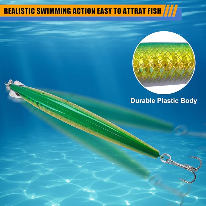 Fishing Lures Kit Crankbait Minnow Hard Bait Set Deep Diving Jerkbait Swimbait Popper Pencil Walleye Lures Artificial Fishing Bait for Bass Trout Redfish Saltwater Freshwater Fishing Lure