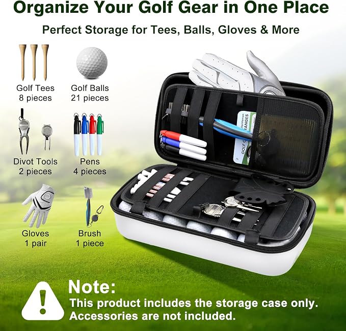 Golf Glove Holder Case, Hard Shell Protective Golf Accessories Organizer for Men and Women, Waterproof Durable, Portable with Handle, Large Capacity for Gloves, Balls, Tees, Markers, Ideal Golf Gift