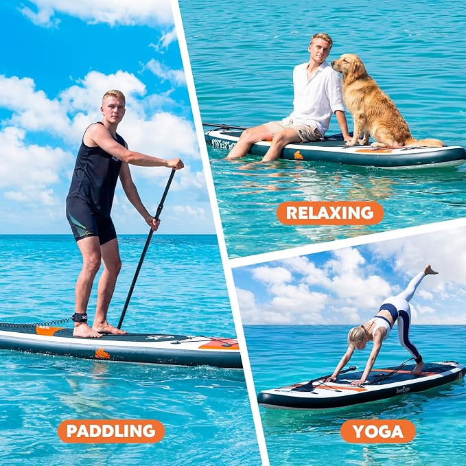 InnoExpo Inflatable Stand Up Paddle Boards with Premium Accessories, Wide Stable SUP Paddle Board Design, Non-Slip Comfort Deck for Youth & Adults