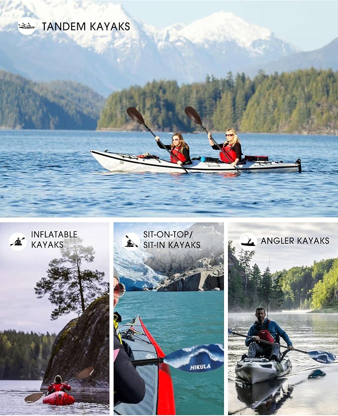 Kayak Paddles Aluminum Shaft Paddle with Nylon Blades, Floating Adjustable Kayaking Oars, 3 Piece, 220-240cm/86-94 Inches,Black/Rose/Teal