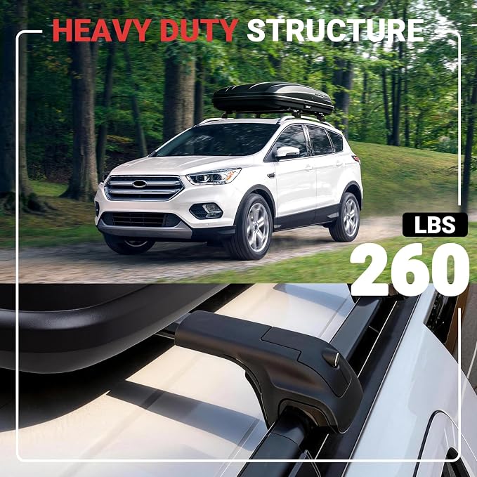 Roof Rack Cross Bars Compatible with Ford Escape 2013-2019, Heavy-Duty Aluminum Roof Crossbars, 260 LBS Load Capacity, Rooftop Cargo Carrier for Bike, Snowboard, Skis, Luggage