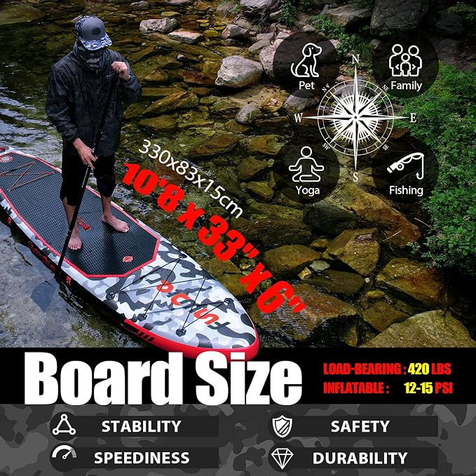 FunWater Inflatable Stand Up Paddle Board with Premium SUP Paddleboard Accessories, Anti-Slip EVA Deck, 11'6''/11'/10'6'' Paddle Boards for Adults & Youth of All Skill Levels