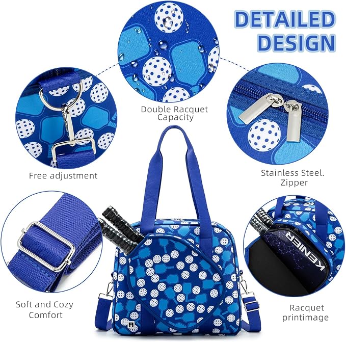 ROYALFAIR Pickleball Bag, Pickleball Tote Bag Large Capacity Adjustable Shoulder Strap for Pickleball Paddle Shoulder Bag, Made of neoprene, Has insulation and waterproof function ﻿