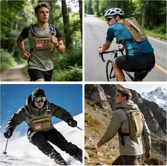 Maelstrom Hydration Vest with 2L Water Bladder Backpack for Running Hiking | Chest Pack, BPA-free, High Flow Bite, Reflective Stripe, Helmet Buckle, Detachable, Breathable Pad, for Cycling, Marathon