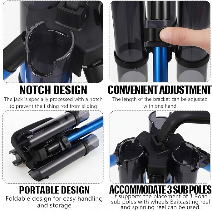 Gisafai Fishing Rod Carrier Surf Fishing Holder Foldable Pole Holder Stand 3 Rod Portable Vertical Beach Pole Storage Freestanding Rack for Fisherman Garage Home Outdoor