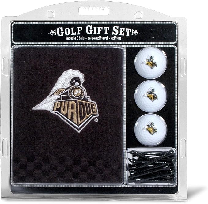Team Golf NCAA Gift Set Embroidered Golf Towel, 3 Golf Balls, and 14 Golf Tees 2-3/4" Regulation, Tri-Fold Towel 16" x 22" & 100% Cotton