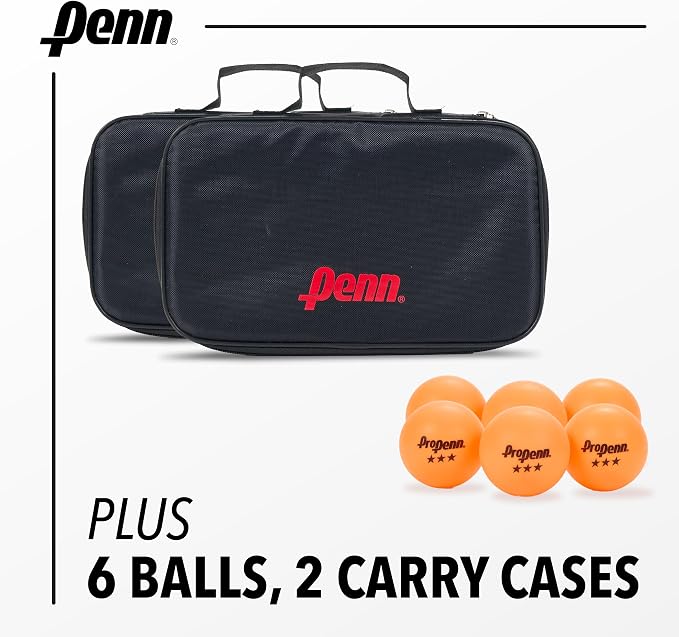 Penn 4-Player Ping Pong Paddle Set - 4 5.0 Paddles, 6 3-Star Balls, 2 Storage Pouches - Pro-Grade Rubber for Spin & Power on Table Tennis Rackets - Ergo Handle for Grip Comfort in Ping Pong Play