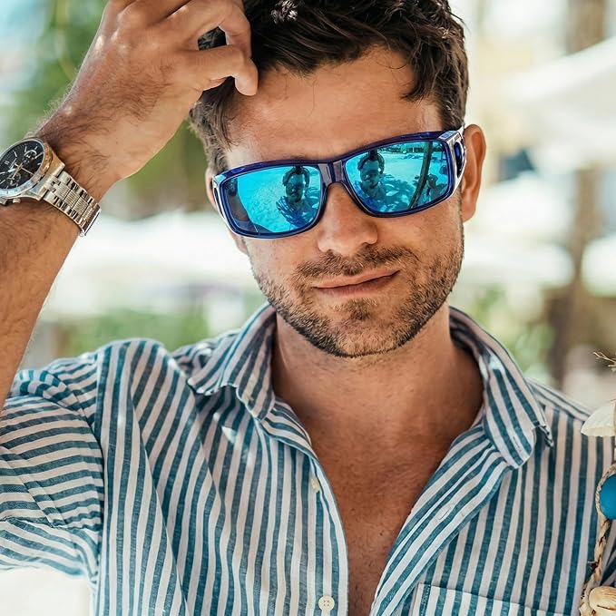 LVIOE Over Glasses Sunglasses Wrap Around Polarized Sunglasses for Men Women Fit Over Prescription Glasses with UV Protection