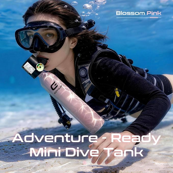 GOYOJO Mini Scuba Tank with DOT Certified, Portable Scuba Diving Kit with Optional Snorkel Mask Combo, Refillable Emergency Backup Pony Bottle for Snorkeling, Underwater Breathing, Training