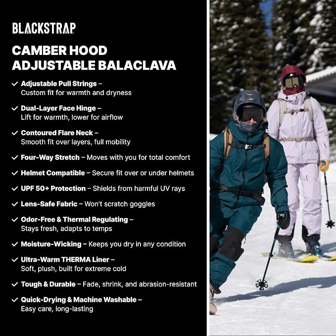 BLACKSTRAP Overhood Therma Dual Layer Adjustable Balaclava Ski Mask, Over or Under Helmet, Adult Unisex