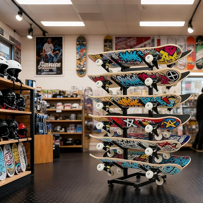 BiJun Skateboard Racks Floor Stand, 6-Layer Skateboard Holder,Snowboard Storage Rack, Skateboard Organizer Floor Stand for Deck, Longboard, Snowboard, Standard Skateboards, Mini Cruiser Skateboard