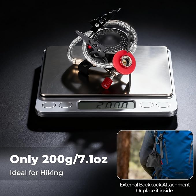 Alocs 2800W Backpacking Stove, Portable Camping Stove, Mini Camp Stove Foldable Gas Stove with Carry Bag for Outdoor Cooking, Hiking, Picnic, Emergency use