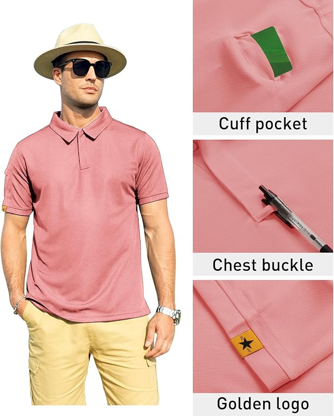 ZITY Mens Polo Shirt Short Sleeve Sports Tactical T-Shirt Athletic Golf Polos Daily Casual Stylish Collared Shirts for Men