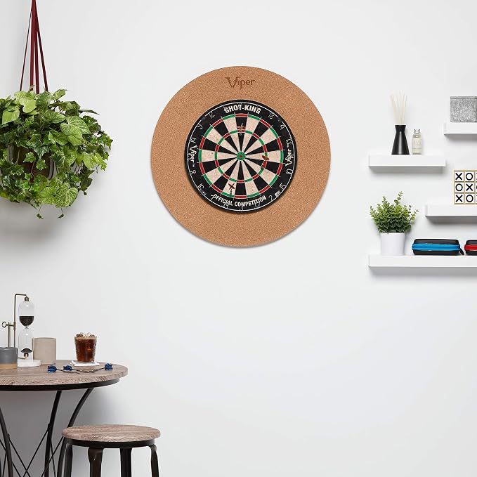 Viper Defender Cork-Lined Dartboard Surround Reversable Wall Protector, Fits 17.75" and 18" Bristle Dartboards, Compression-Fit Tool-Free Easy Mounting, Tan, Round, 28.25" Diameter x 1" Thick