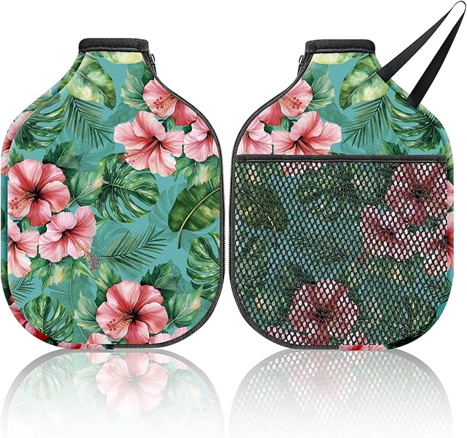 CUTHOLLOW 2PCS Pickleball Paddle Cover with Zipper, Compatible with with 11.81 x 7.87 Inch USAPA Paddles, Neoprene Scratch-proof & Machine Washable Racket Bag