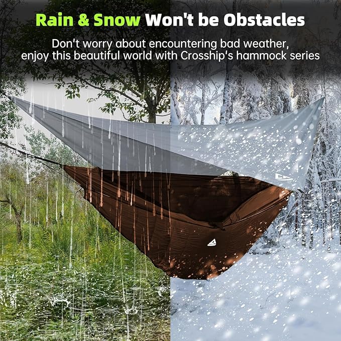 Camping Hammock with Mosquito Net, Underquilt & Rain Fly Tarp – 2 Person Portable Hammock Set for Hiking, Backpacking, Travel, Backyard, Beach – Holds Up to 500lbs (Orange)
