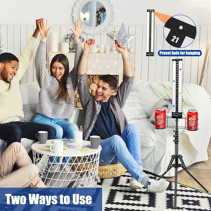 Cornhole Scoreboard 2 Sets, Metal Magnetic Cornhole Score Keeper with Drink Holder, Easy to Assemble, Score Tracking, Perfect Score Tracking Accessory for Outdoor and Patio Games