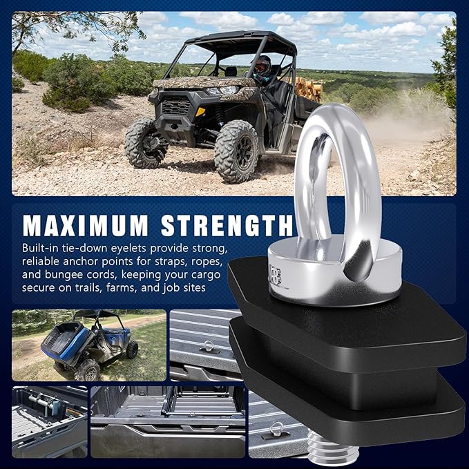 Chelhead 4 PCS Bed Anchors Mounting Kit Aluminum Bed Accessories Compatible with Can-Am Commander & Maverick & Defender Can-Am LinQ Fit Tie Down Anchors