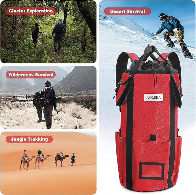 AOLEBA Arborist Rope Storage Bag Tree Climbing Rock Rope Bucket Backpack Rope Storage Bag Large Capacity 1680D Thicken Nylon Material with Hand Straps, Side Pockets